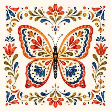 Colorful Folk Art Butterfly | Canvas