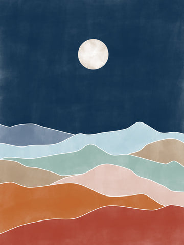 Layered Moonlit Mountains | Canvas
