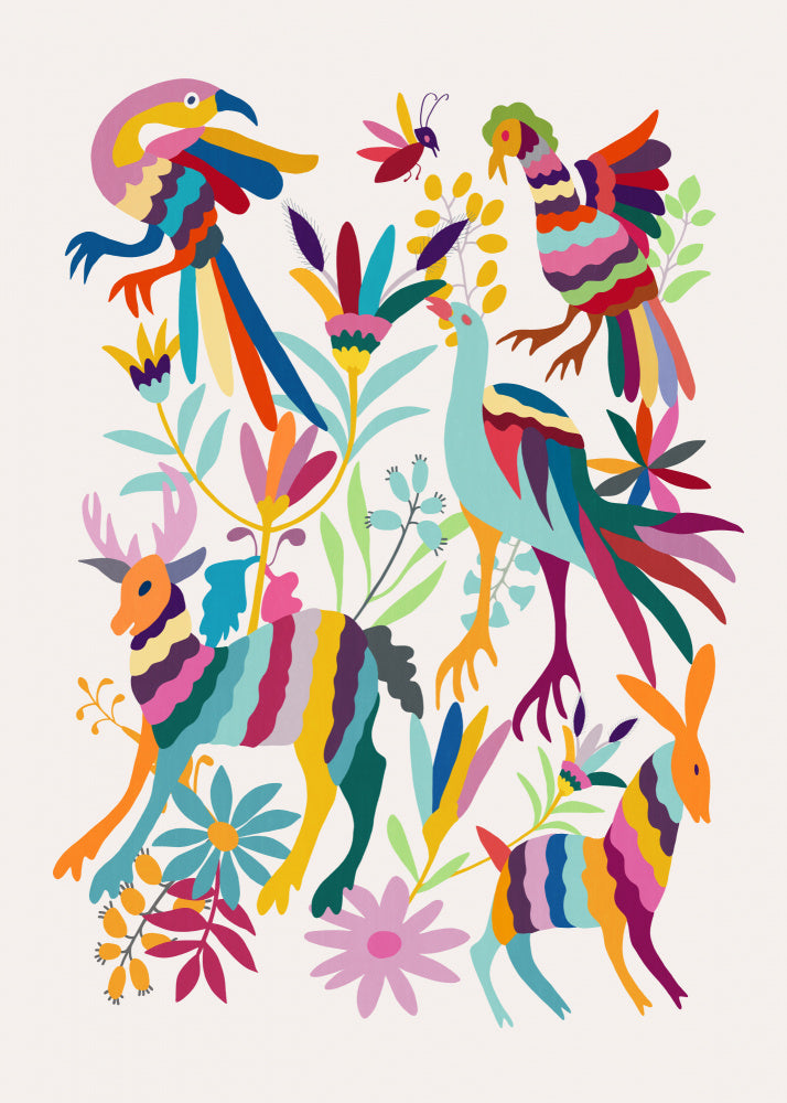 Colorful Folk Art Animals | Poster