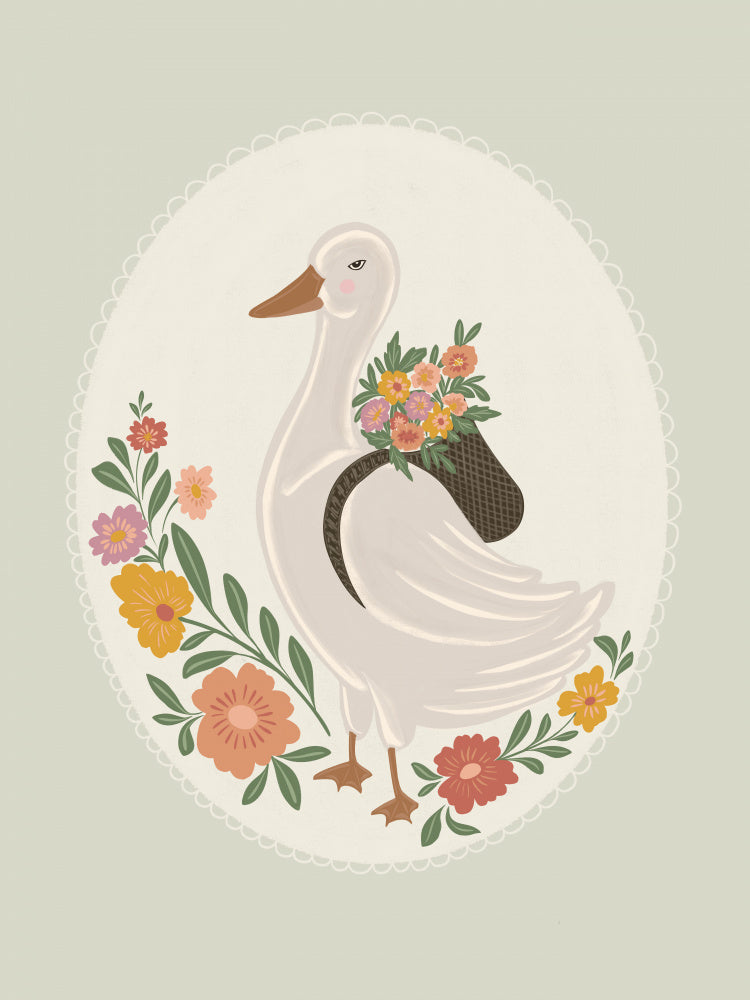 Whimsical Floral Goose | Canvas