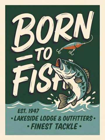 Retro Bass Fishing Sign | Poster