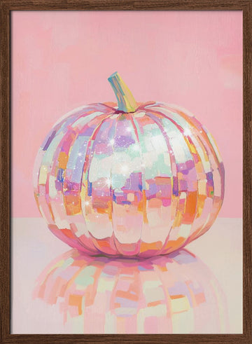 Iridescent Disco Pumpkin | Poster - Walnut Frame Interior