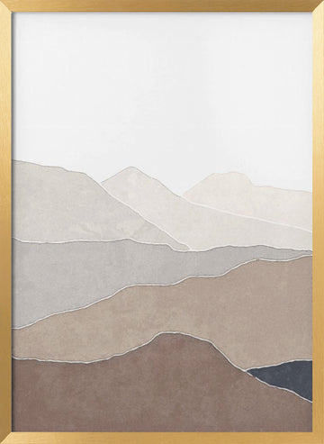 Muted Mountain Landscape | Poster - Gold Frame Interior