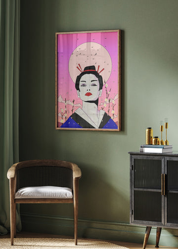 Serene Geisha Moon | Poster - Room Interior 2