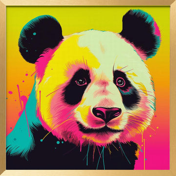 Neon Panda Portrait | Poster - Gold Frame Interior