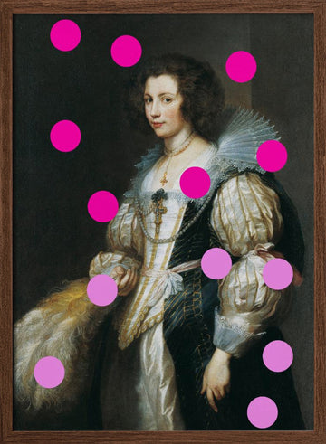 Elegant Lady with Pink Dots | Poster - Walnut Frame Interior