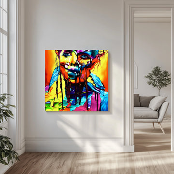 Colorful Drip Portrait | Canvas - Room Interior 1