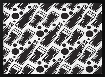 Monochrome Beer Pattern | Poster - Black Metal Frame Interior