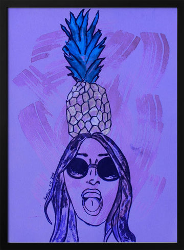 Pineapple Cool Girl | Poster - Black Metal Frame Interior
