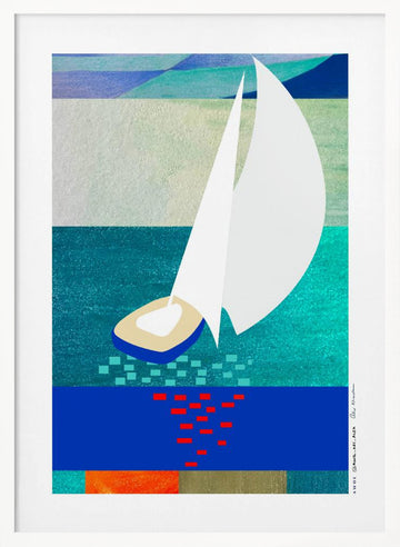 Modern Sailboat Serenity | Poster - White Frame Interior