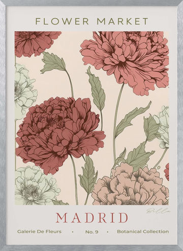 Madrid Flower Market | Poster - Silver Frame Interior