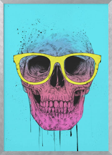 Vibrant Skull Glasses | Poster - Silver Frame Interior