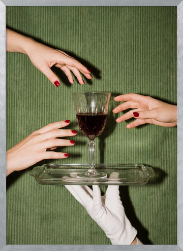 Elegant Wine Service | Poster - Silver Frame Interior