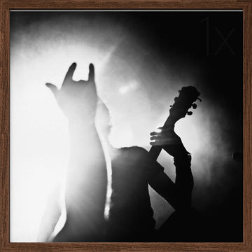 Rock On Concert Hand | Poster - Walnut Frame Interior