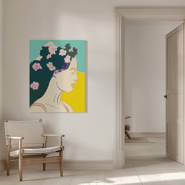 Serene Floral Portrait | Canvas - Room Interior 1
