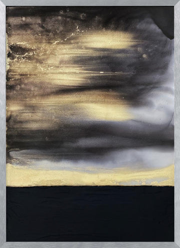 Abstract Golden Horizon | Poster - Silver Frame Interior