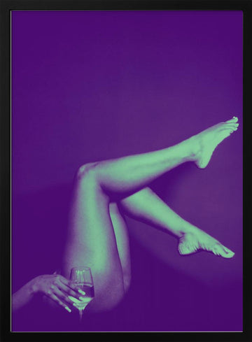 Sensual Legs With Wine | Poster - Black Metal Frame Interior