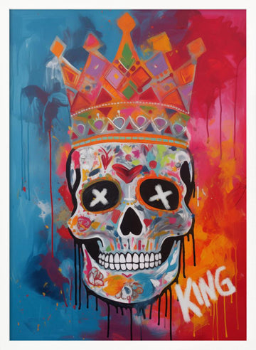Colorful King Skull | Poster - White Frame Interior