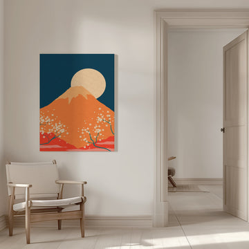 Mount Fuji Cherry Moon | Canvas - Room Interior 1