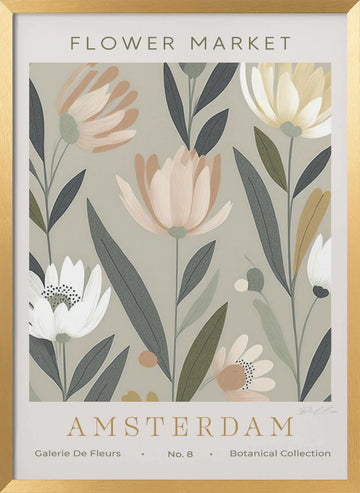 Soft Pastel Florals | Poster - Gold Frame Interior