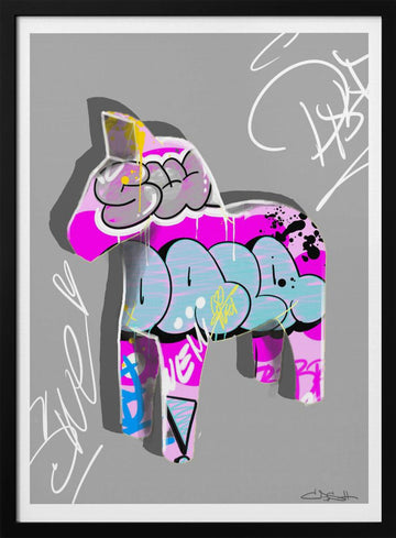 Graffiti Dala Horse | Poster - Black Metal Frame Interior