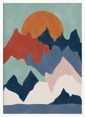 Colorful Mountain Sunset | Poster - White Frame Interior