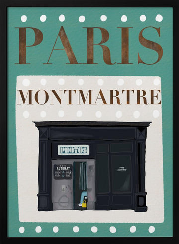 Paris Montmartre Photo Booth | Poster - Black Metal Frame Interior