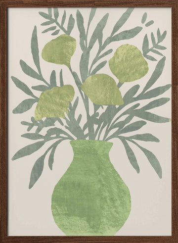 Olive Branch Vase | Poster - Walnut Frame Interior