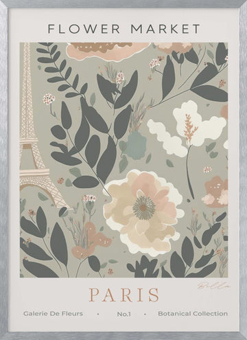 Paris Flower Market | Poster - Silver Frame Interior
