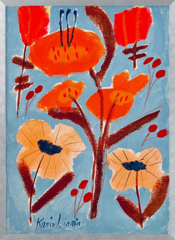 Vibrant Floral Abstract | Poster - Silver Frame Interior