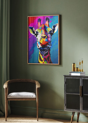 Colorful Pop Art Giraffe | Poster - Room Interior 2