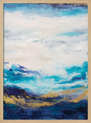 Golden Ocean Abstract | Poster - Wood Frame Interior