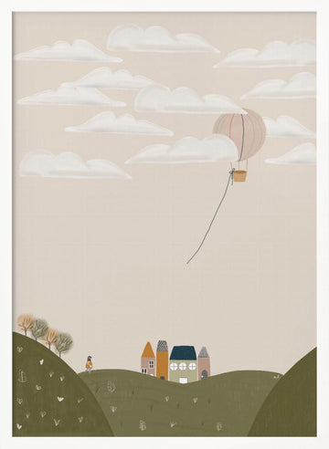Dreamy Village Journey | Poster - White Frame Interior