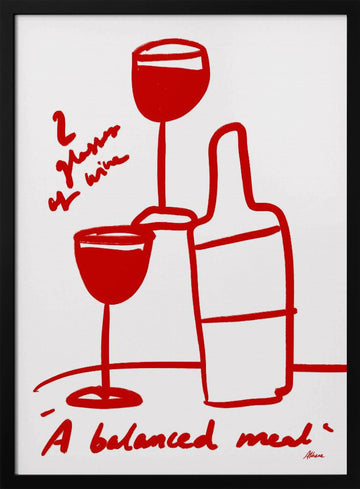 2 Glasses of Wine | Poster - Black Metal Frame Interior