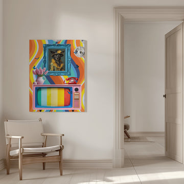 Eclectic Retro Dog Portrait | Canvas - Room Interior 1