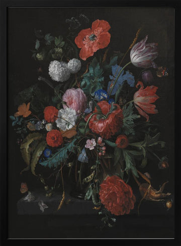 A Bunch of Flowers By Jacob Van Walscapelle | Poster - Black Metal Frame Interior