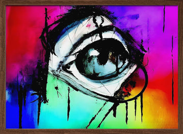 Intense Rainbow Eye | Poster - Walnut Frame Interior