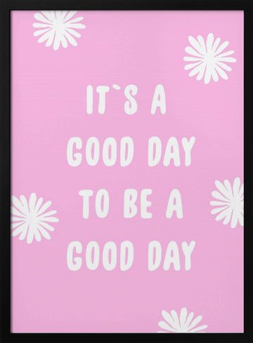 Pink Happy Quote | Poster - Black Metal Frame Interior