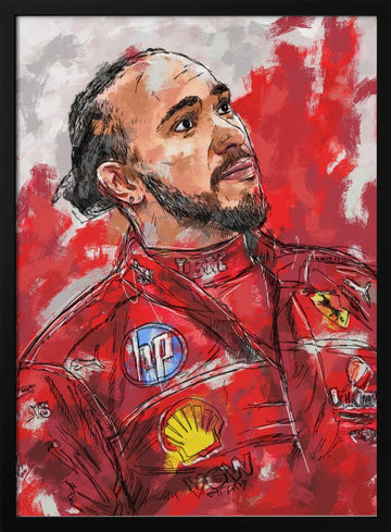 Red Suit Driver | Poster - Black Metal Frame Interior