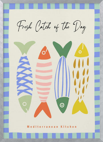 Colorful Mediterranean Fish | Poster - Silver Frame Interior