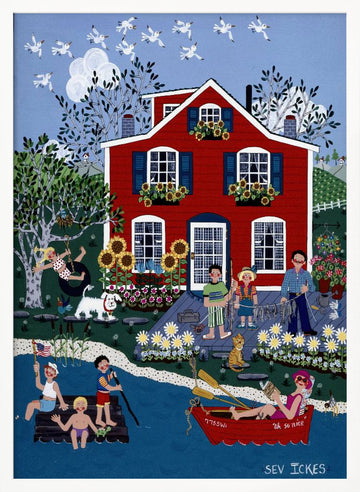 Little Red Cottage | Poster - White Frame Interior