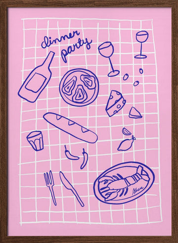 Dinner Party | Poster - Walnut Frame Interior