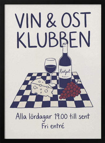 Cozy Wine Club | Poster - Black Metal Frame Interior