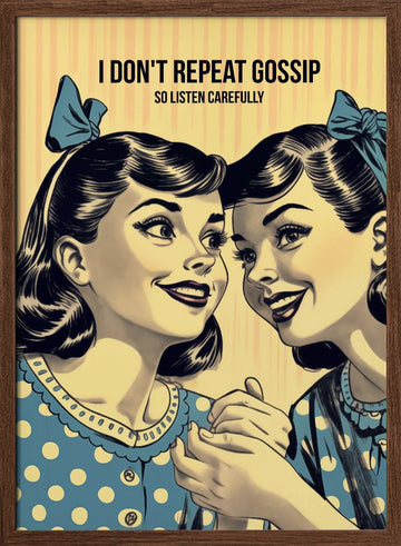 Retro Gossip Girls | Poster - Walnut Frame Interior