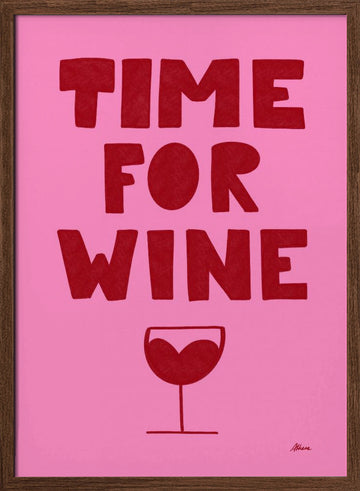 Time for Wine | Poster - Walnut Frame Interior