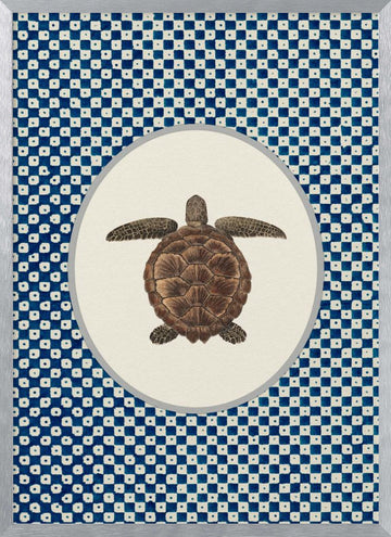 Shibori Sea Turtle | Poster - Silver Frame Interior