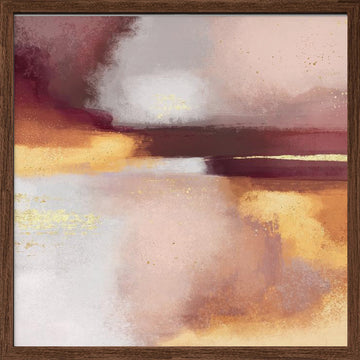 Golden Blush Abstract | Poster - Walnut Frame Interior