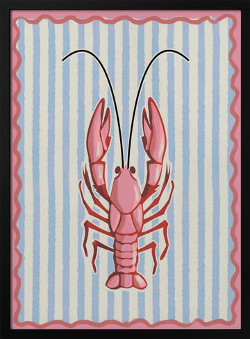 Coastal Pink Lobster | Poster - Black Metal Frame Interior