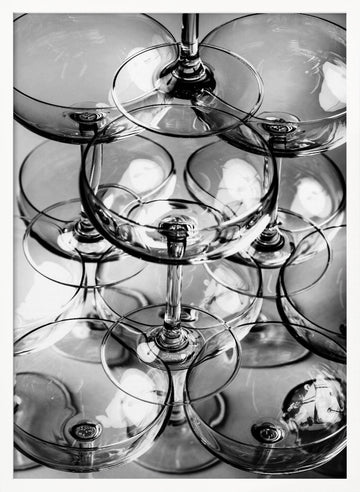 Stacked Champagne Glasses | Poster - White Frame Interior