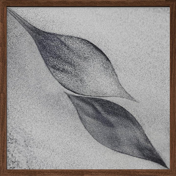 Grey Organic Leaves | Poster - Walnut Frame Interior